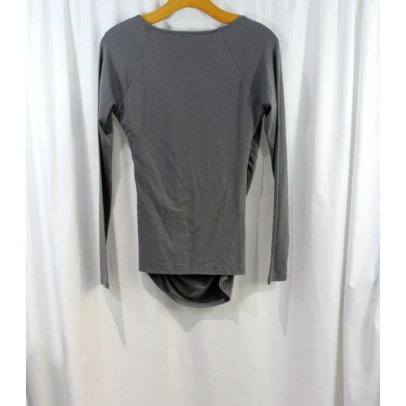 Garnet Hill Womens Grey Faux Wrap Long Sleeve Top XS - Picture 5 of 6